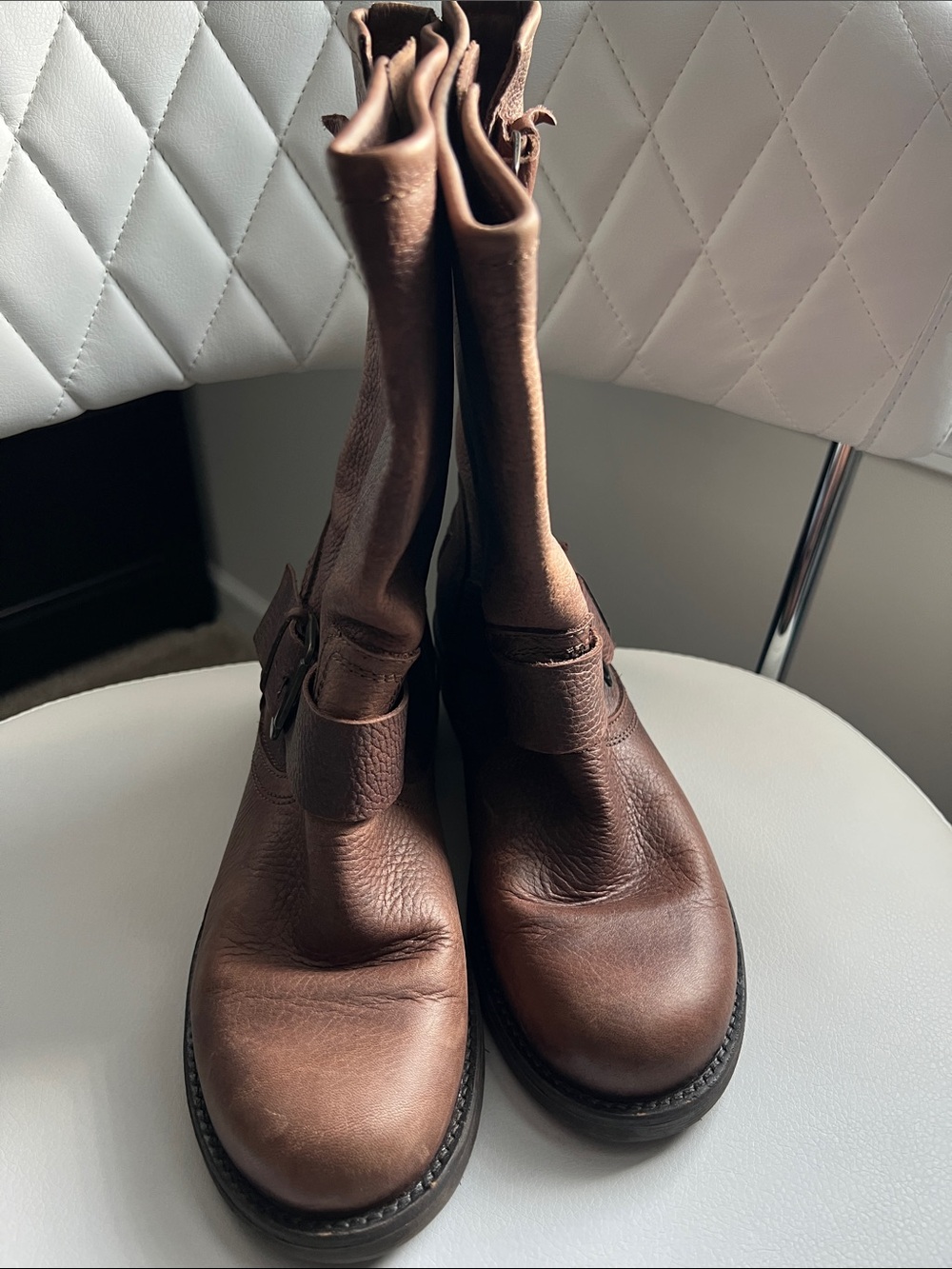 Bull Boxer Vintage Brown distressed Leather Mid-Calf Pull-on Women's Boots 8